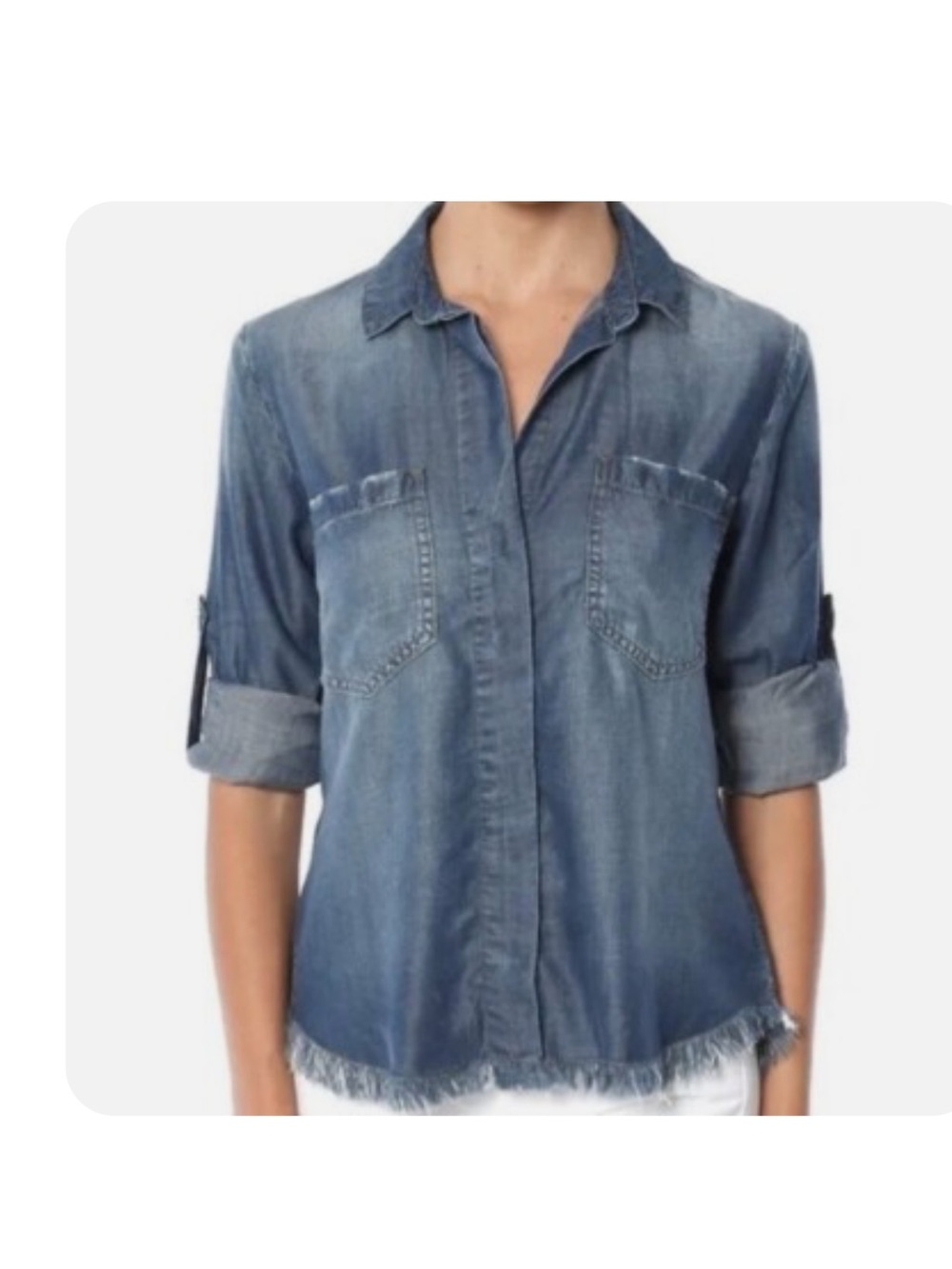 cloth & stone Washed Blue Denim Button-Down Shirt
